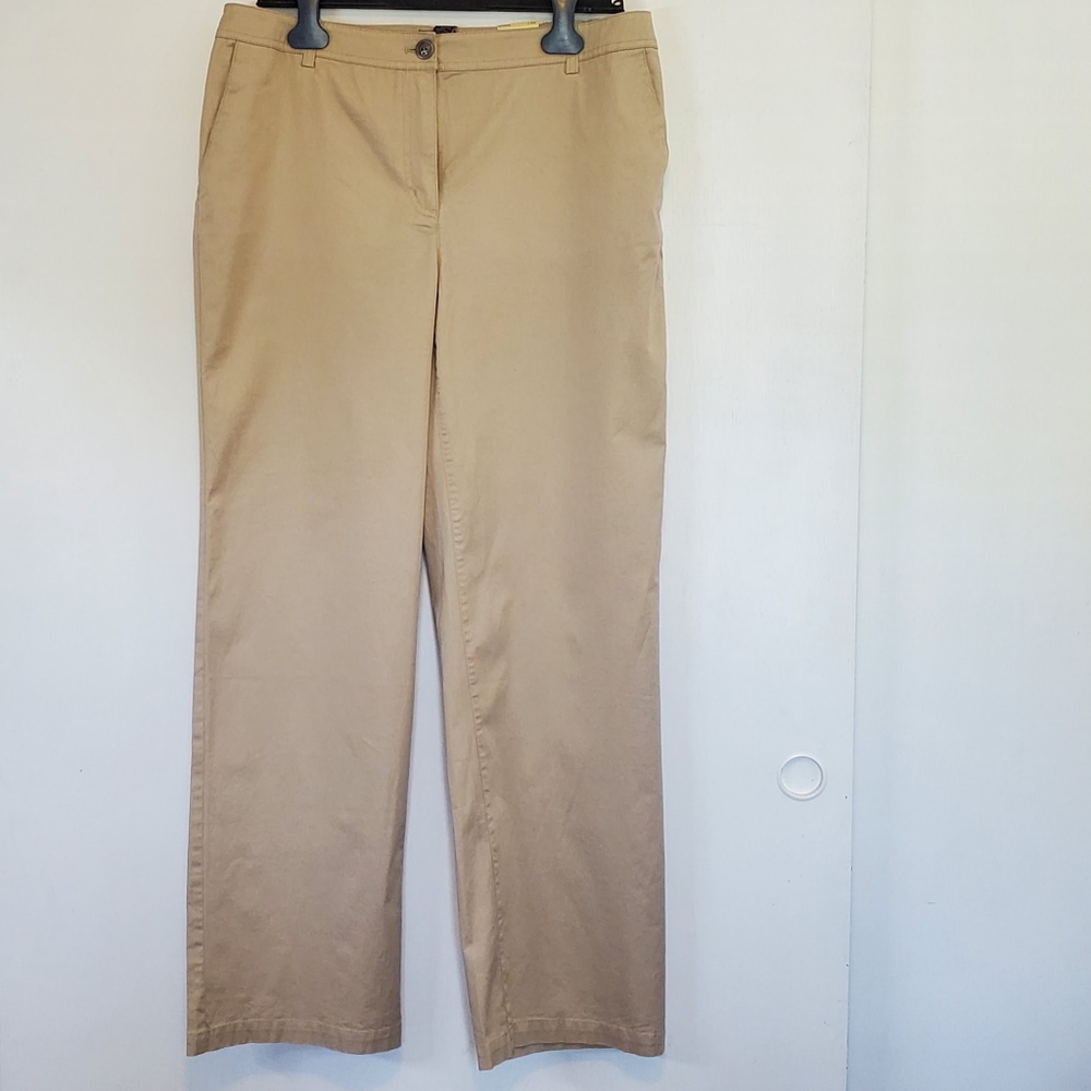 Chico's Khaki Wide Leg Pants Elastic Waist Size 2